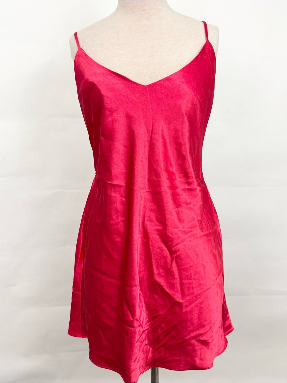 Victoria’s Secret Red Satin Slip Dress Nightgown Lingerie Strappy open back XL